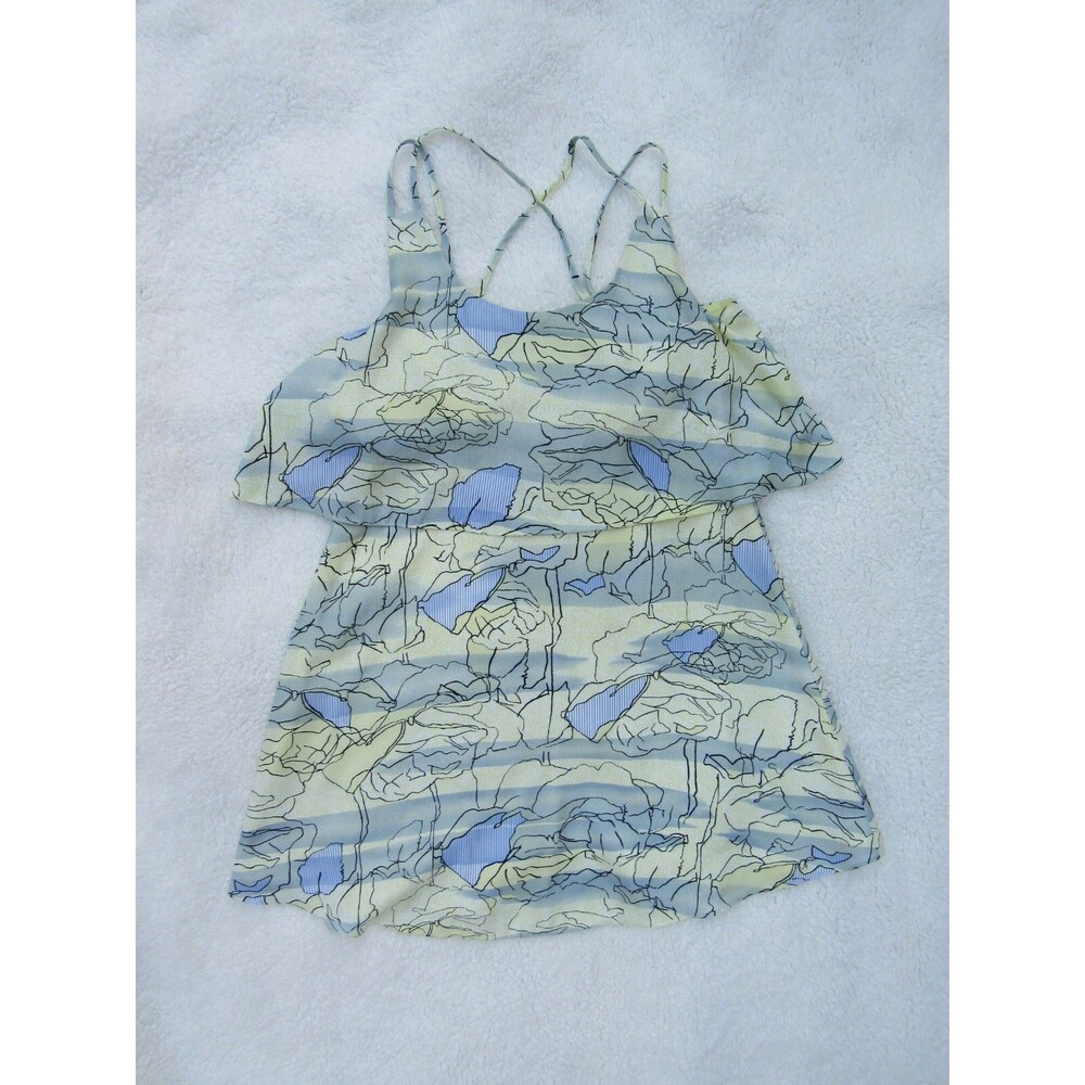 BCBGeneration Womens XS Yellow Blue Mini Lightweight Flutter Dress Citrus Multi
